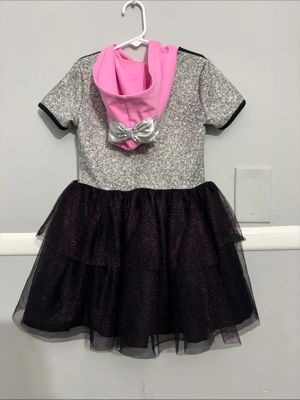 L.O.L. Surprise! Black Sparkle Tulle Hooded Costume Dress with Pink Hood